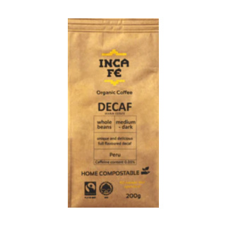 IncaFe Organic Coffee: Decaf Beans 200g