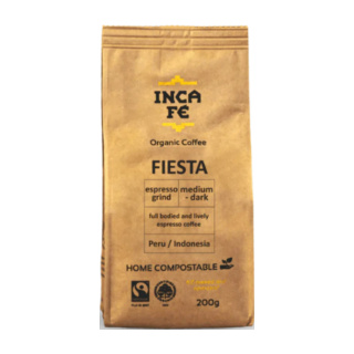 IncaFe Organic Coffee: Fiesta Espresso Grind 200g