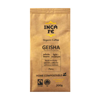 IncaFe Organic Coffee: Geisha Beans 200g